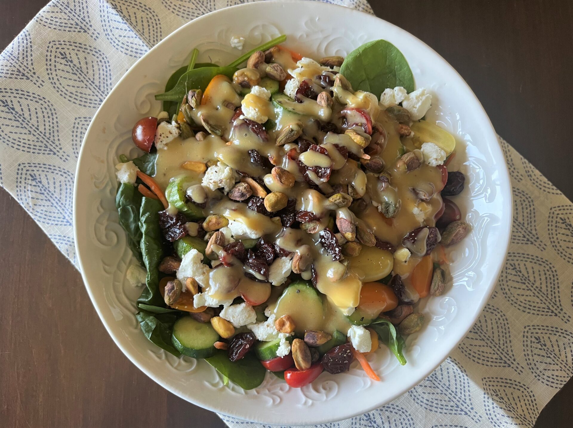 The Best Spinach Salad Mrs Huckwitt   Spinach Salad Top View 